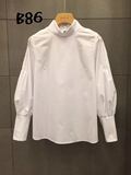 JS NEW YORK 韩国代购2016春款净版灯笼袖半高领气质衬衫B86