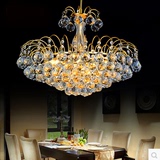 奢华K9餐厅水晶吊灯金色圆形LED客厅水晶灯新款欧式卧室水晶吊灯