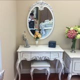 梳妆台 卧室化妆桌组装欧式梳妆台白色新古典橡木雕花实木梳妆台