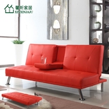 出口英式可折叠多功能三用沙发床小户型客厅实木皮艺沙发自带茶几