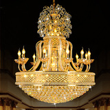 金色豪华复式楼客厅水晶大吊灯欧式圆形LED酒店大堂别墅工程吊灯