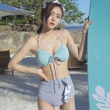 泳衣女高腰分体韩国代购同款比基尼bikini大胸性感泡温泉泳装遮肚