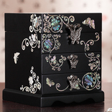 螺钿漆器实木质饰品盒珠宝首饰盒 韩国公主欧式首饰盒高档