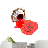 佩格SZ80创意3D墙贴挂钟客厅卧室艺术静音立体壁钟红色油漆时钟贴