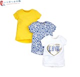 英国代购2016春正品Mothercare女宝宝女童黄蓝白花卉爱心短袖T恤