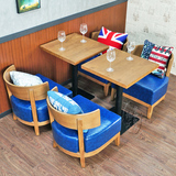 星巴克咖啡厅桌椅组合实木复古西餐厅桌椅休闲茶餐厅桌软包沙发椅