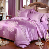 紫罗兰家纺奢华欧式贡缎提花四件套全棉结婚庆4件套床单被套床品