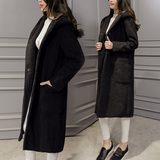 2015冬季新款韩版羊羔毛外套中长款大衣皮毛一体连帽棉服棉衣女装