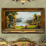 欧式油画手绘山水风景油画客厅装饰画玄关油画定制有框画 聚宝盆