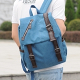 韩版双肩包男士休闲帆布背包学院风学生书包时尚电脑包潮流旅行包