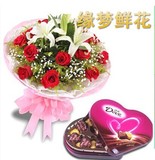 苏州市鲜花店同城速递红玫瑰德芙巧克力生日情人节送女友礼物鲜花