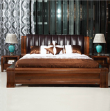 大床双人床2米2.2米实木床别墅真皮床中式加大加宽时尚床高档婚床