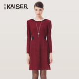 Kaiser/凯撒专柜同款2015秋季新款女装时尚显瘦圆领长袖连衣裙