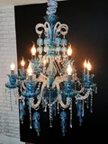 蓝色水晶吊灯漫咖啡水晶吊灯12头欧式蜡烛灯客厅灯具餐厅美式乡村