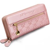 女式钱包女长款双拉链牛皮2016新款韩版女士皮夹大容量粉色手拿包