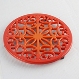 珐琅搪瓷铸铁锅垫隔热垫20厘米桔红色渐变色珍品美化家居正品包邮