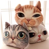 日本卡通逼真3D立体喵星人猫咪抱枕车载居家 猫头靠垫可拆洗礼物
