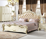 欧式床田园公主床法式雕花真皮床双人床1.8米实木床奢华镶钻婚床