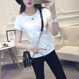 香港IT正品代购2016新款潮牌女装韩国纯棉短袖t恤修身百搭黑白色