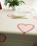 欧式田园可爱粉色波点花朵心形碎花纯棉帆布棉麻餐桌餐厅布艺桌布