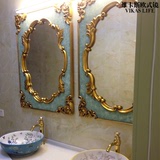 超美复古浴室镜方形装饰镜欧式镜子卫生间挂镜玄关艺术镜地中海