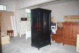 美式平拉门衣柜全实木对开两门衣橱原木黑色衣柜高端卧室套装家具