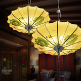新中式吊灯手绘国画灯伞形古典艺术宫灯客厅餐厅茶楼酒店工程灯具