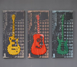 美式乡村复古怀旧电吉他造型音乐元素装饰挂画 沙发客厅背景墙画
