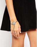 SL018 十一月新品 欧美潮牌饰品 个性手链连接戒指 烧银/仿古银眼