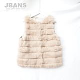 JBANS韩国品牌冬装新款童装女式无袖兔毛貂毛皮草背心外套保暖潮