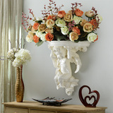 欧式树脂壁挂花瓶花篮创意天使插花器客厅新房天使墙面挂件装饰品