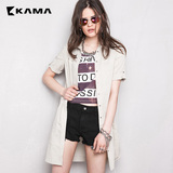 卡玛KAMA 夏季新款女装 单排扣休闲短裙纯色连衣裙 7215163