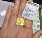 香港代购 周大福专柜正品999.9黄金生肖猴方形男款黄金戒指指环