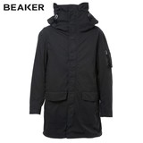 韩国三星正品BEAKER冬季新款男士高领休闲保暖中长款夹克外套