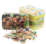 木质24/40片铁盒装拼图 木制儿童早教益智力拼板 幼儿园玩具礼物