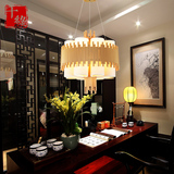 新中式现代简约圆形茶楼吊灯客厅灯创意复古书房饭厅吧台餐厅灯