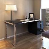 烤漆电脑桌黑色钢琴烤漆书桌写字台办公桌伸缩不锈钢电脑桌特价
