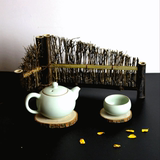 台装饰茶摆件手工竹编织紫竹屏风小篱笆 茶具茶道零配 竹制品茶