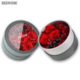 SEEROSE永生花玻璃罩进口红色玫瑰花干花礼盒情人节表白生日礼物