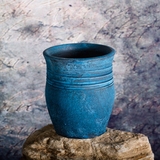 wimiss 螺旋复古浅蓝色小陶罐做旧土陶罐插花装饰摆件