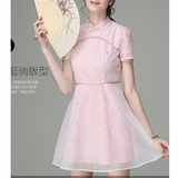 中式伴娘服短款改良旗袍2016新款粉色伴娘团姐妹裙复古礼服连衣裙