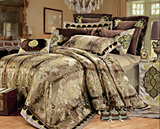 欧美式奢华床上用品多四六八十件套蓝金咖啡深色别墅样板房间床品