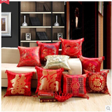 中国风床上沙发 背靠 靠垫 带含芯 红色 婚庆 结婚 抱枕 百子图