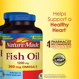 美国直邮Nature Made fish oil 深海鱼油鱼肝油软胶囊1200mg200粒