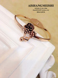 包邮韩国时尚饰品高品质钛钢镀14K玫瑰金可爱铃铛小羊手镯手链女