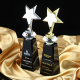 金属五角星奖杯水晶钻石金银铜三色员工颁奖庆典创意创意礼品定制
