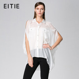 EITIE爱特爱旗舰店女装2015春装新款时尚性感透视中长款修身衬衫