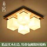 中式现代简约木艺日韩式客厅卧室书房餐厅温馨玻璃实木质吸顶灯