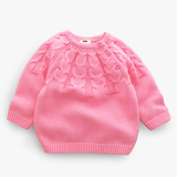 2015春新款外贸童装 小女童全棉线针织衫 1-3岁儿童宝宝套头毛衣