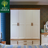 全实木衣柜 地中海卧室套房家具象牙白烤漆白蜡木开门储物衣柜